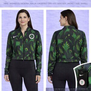 Nike Women’s Nigeria Naija Cropped Dry-Fit Soccer Jacket – Green/Black – Size Sm